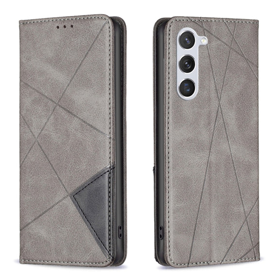 For Samsung Galaxy S25 5G Rhombus Texture Magnetic Leather Phone Case(Grey)