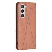For Samsung Galaxy S25 5G Rhombus Texture Magnetic Leather Phone Case(Brown)