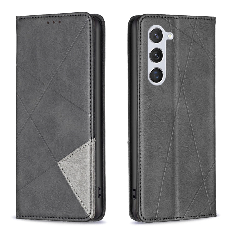 For Samsung Galaxy S25 5G Rhombus Texture Magnetic Leather Phone Case(Black)