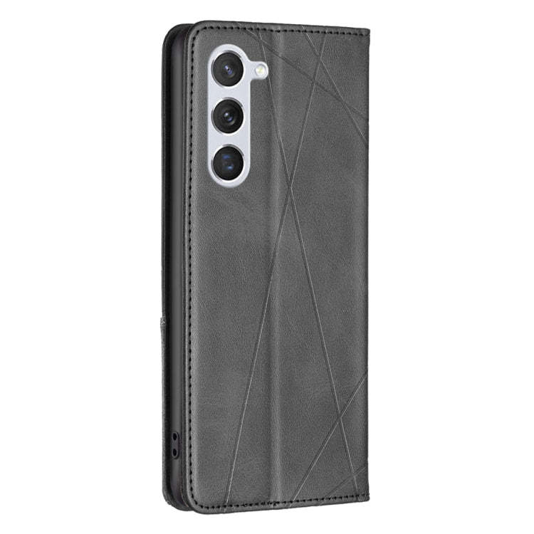 For Samsung Galaxy S25 5G Rhombus Texture Magnetic Leather Phone Case(Black)