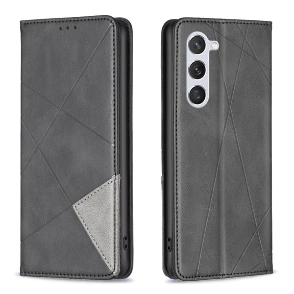 For Samsung Galaxy S25 5G Rhombus Texture Magnetic Leather Phone Case(Black)