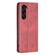 For Samsung Galaxy S25+ 5G Rhombus Texture Magnetic Leather Phone Case(Red)