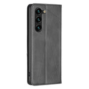 For Samsung Galaxy S25+ 5G Rhombus Texture Magnetic Leather Phone Case(Black)