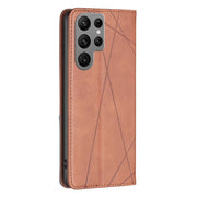 For Samsung Galaxy S25 Ultra 5G Rhombus Texture Magnetic Leather Phone Case(Brown)