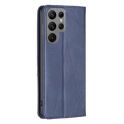 For Samsung Galaxy S25 Ultra 5G Rhombus Texture Magnetic Leather Phone Case(Blue)