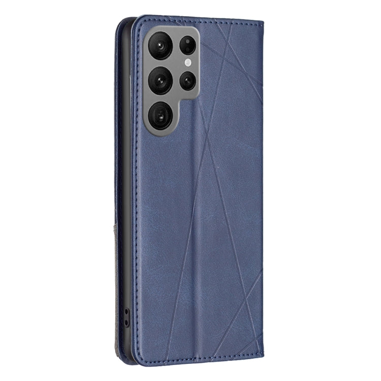 For Samsung Galaxy S25 Ultra 5G Rhombus Texture Magnetic Leather Phone Case(Blue)
