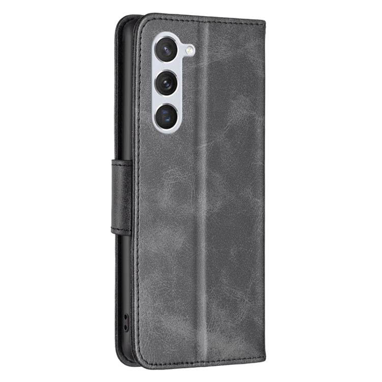 For Samsung Galaxy S25 5G Lambskin Texture Pure Color Flip Leather Phone Case(Black)