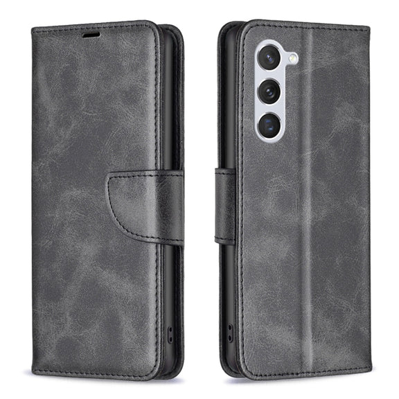 For Samsung Galaxy S25 5G Lambskin Texture Pure Color Flip Leather Phone Case(Black)