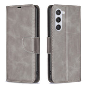 For Samsung Galaxy S25 5G Lambskin Texture Pure Color Flip Leather Phone Case(Grey)
