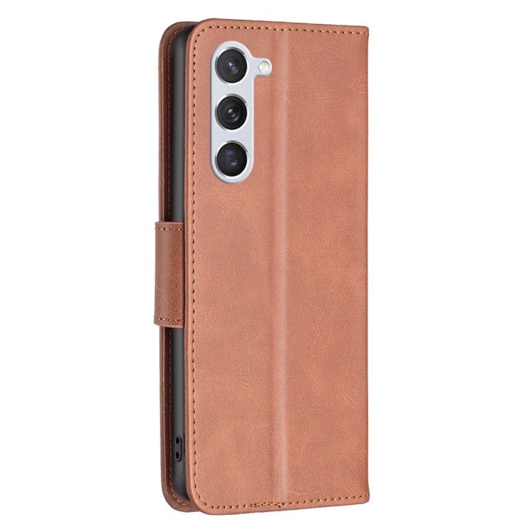 For Samsung Galaxy S25 5G Lambskin Texture Pure Color Flip Leather Phone Case(Brown)