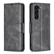 For Samsung Galaxy S25+ 5G Lambskin Texture Pure Color Flip Leather Phone Case(Black)