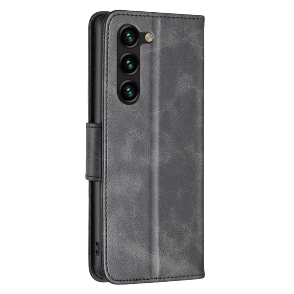 For Samsung Galaxy S25+ 5G Lambskin Texture Pure Color Flip Leather Phone Case(Black)