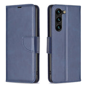 For Samsung Galaxy S25+ 5G Lambskin Texture Pure Color Flip Leather Phone Case(Blue)