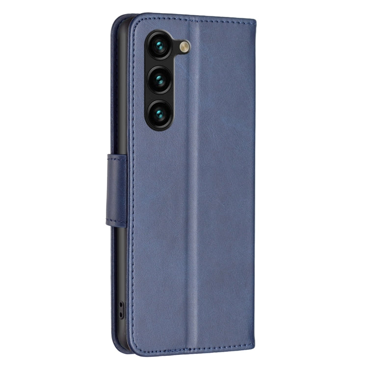 For Samsung Galaxy S25+ 5G Lambskin Texture Pure Color Flip Leather Phone Case(Blue)