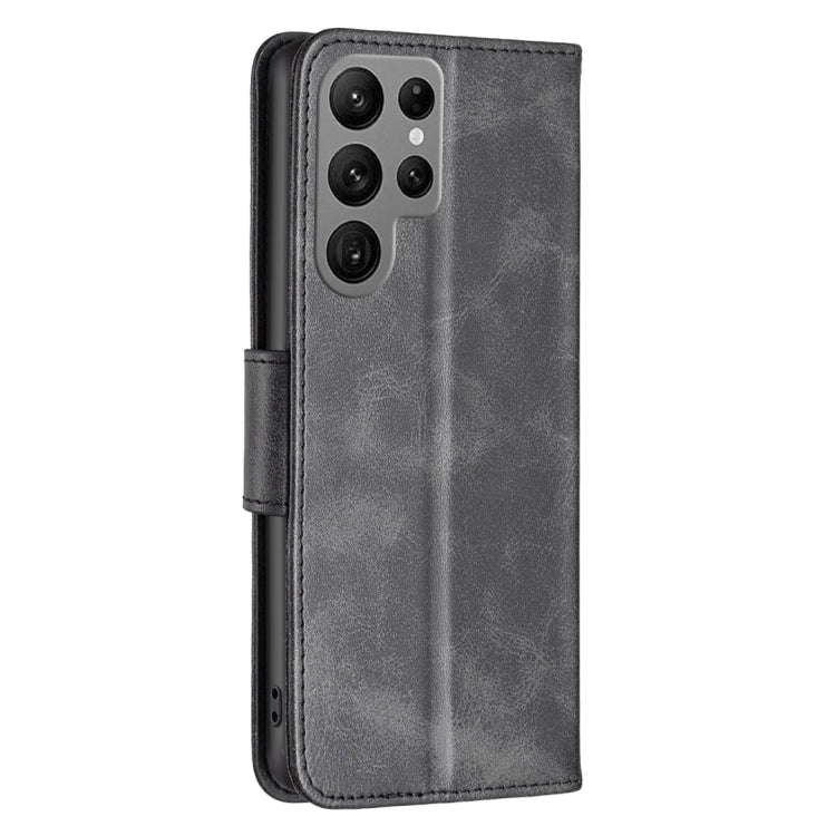 For Samsung Galaxy S25 Ultra 5G Lambskin Texture Pure Color Flip Leather Phone Case(Black)