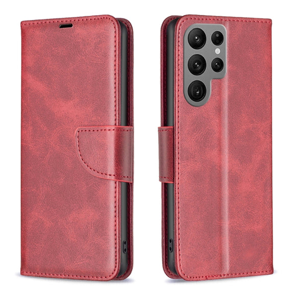 For Samsung Galaxy S25 Ultra 5G Lambskin Texture Pure Color Flip Leather Phone Case(Red)