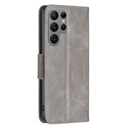For Samsung Galaxy S25 Ultra 5G Lambskin Texture Pure Color Flip Leather Phone Case(Grey)