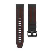 For Garmin Fenix 7 22mm Dot Hole Silicone Leather Quick Release Watch Band(Black Red)