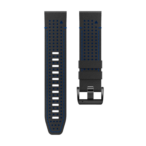 For Garmin Fenix 7 22mm Dot Hole Silicone Leather Quick Release Watch Band(Black Blue)