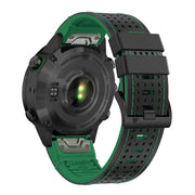 For Garmin Fenix 7 22mm Dot Hole Silicone Leather Quick Release Watch Band(Black Green)