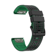 For Garmin Fenix 7 22mm Dot Hole Silicone Leather Quick Release Watch Band(Black Green)