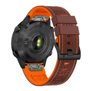 For Garmin Fenix 7 22mm Dot Hole Silicone Leather Quick Release Watch Band(Coffee Orange)