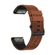 For Garmin Fenix 7 22mm Dot Hole Silicone Leather Quick Release Watch Band(Brown Black)