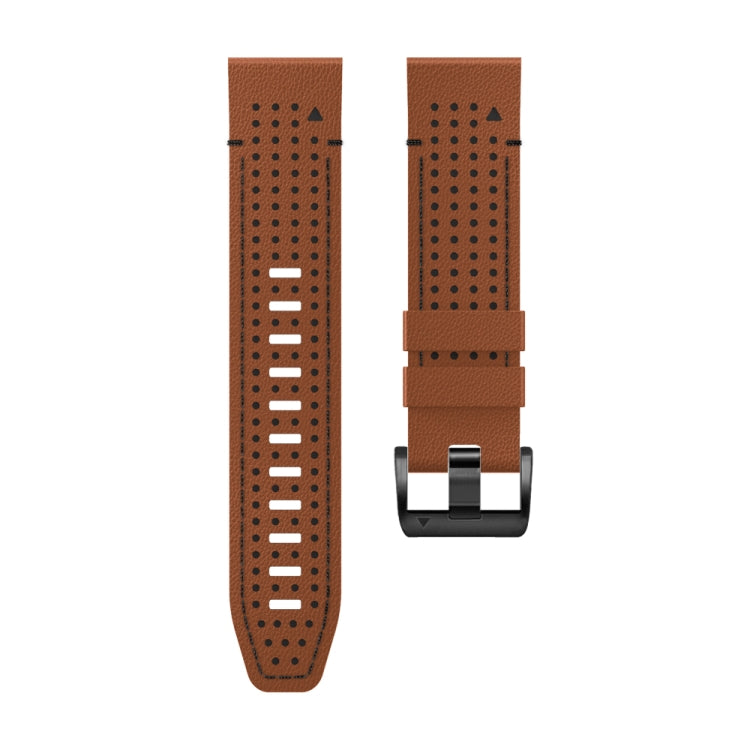 For Garmin Fenix 7 22mm Dot Hole Silicone Leather Quick Release Watch Band(Brown Black)
