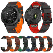 For Garmin Fenix 7 22mm Dot Hole Silicone Leather Quick Release Watch Band(Black Blue)
