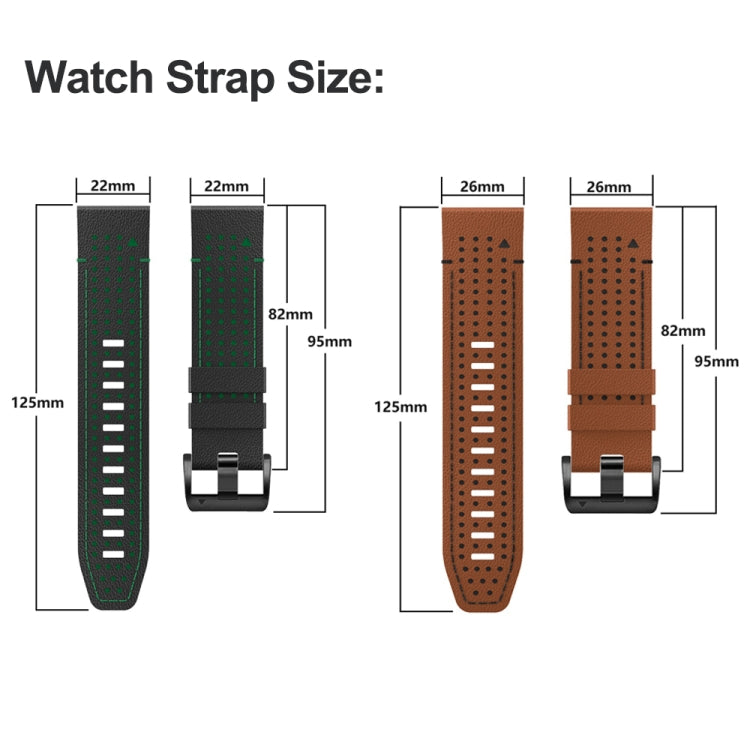 For Garmin Fenix 7 22mm Dot Hole Silicone Leather Quick Release Watch Band(Black Blue)