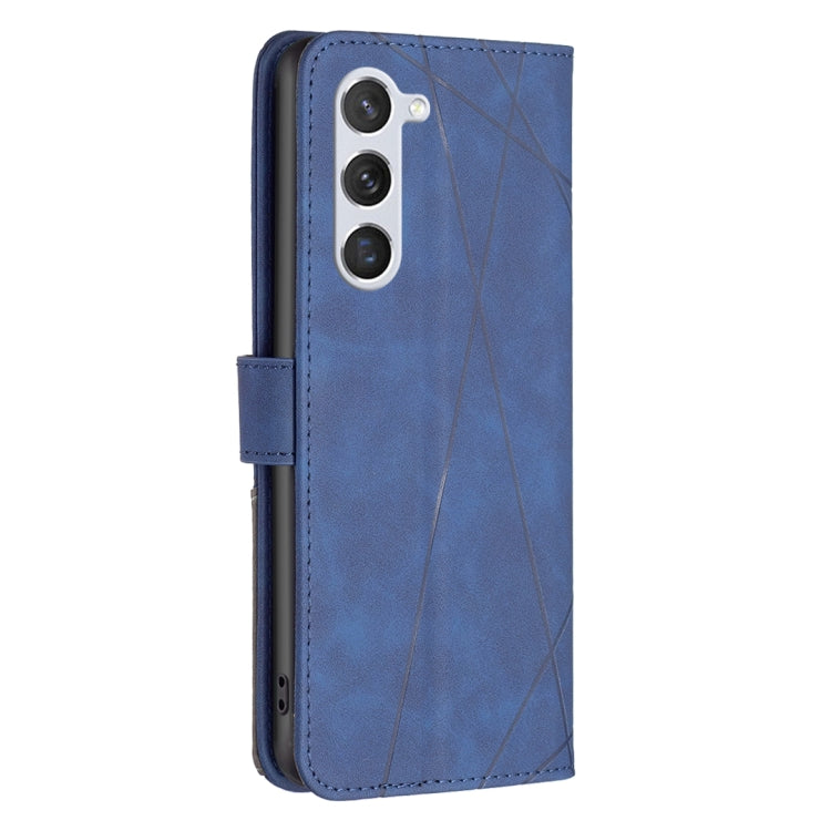 For Samsung Galaxy S25 5G Magnetic Buckle Rhombus Texture Leather Phone Case(Blue)