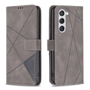 For Samsung Galaxy S25 5G Magnetic Buckle Rhombus Texture Leather Phone Case(Grey)