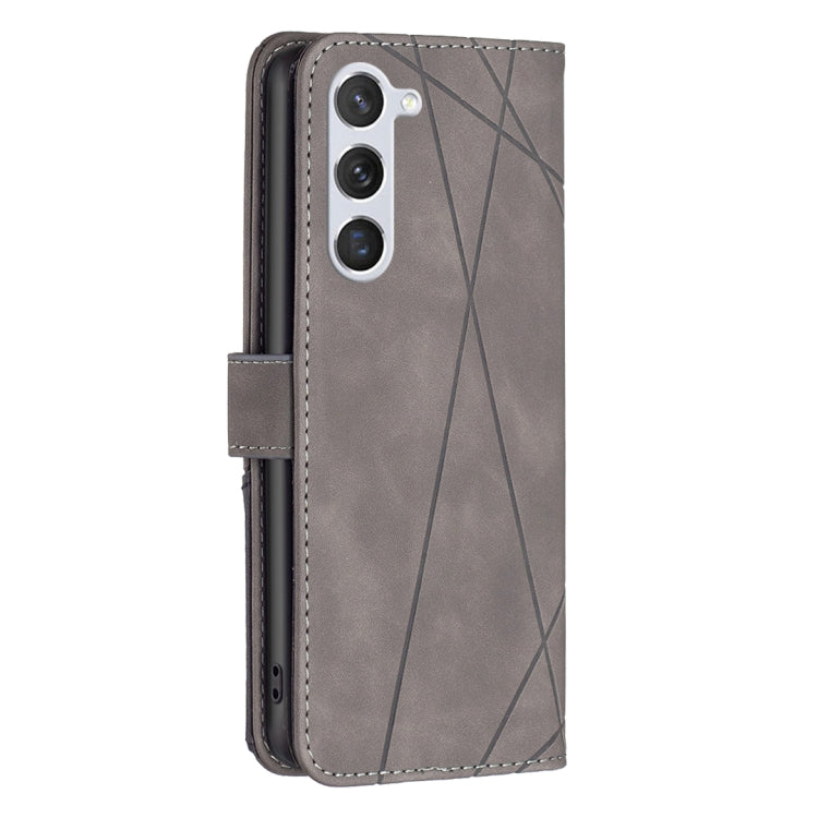 For Samsung Galaxy S25 5G Magnetic Buckle Rhombus Texture Leather Phone Case(Grey)