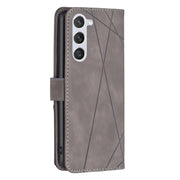 For Samsung Galaxy S25 5G Magnetic Buckle Rhombus Texture Leather Phone Case(Grey)