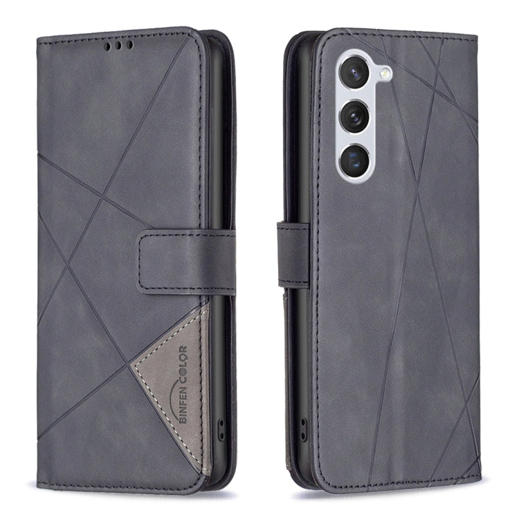 For Samsung Galaxy S25 5G Magnetic Buckle Rhombus Texture Leather Phone Case(Black)