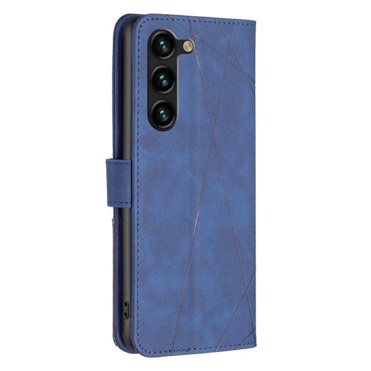For Samsung Galaxy S25+ 5G Magnetic Buckle Rhombus Texture Leather Phone Case(Blue)