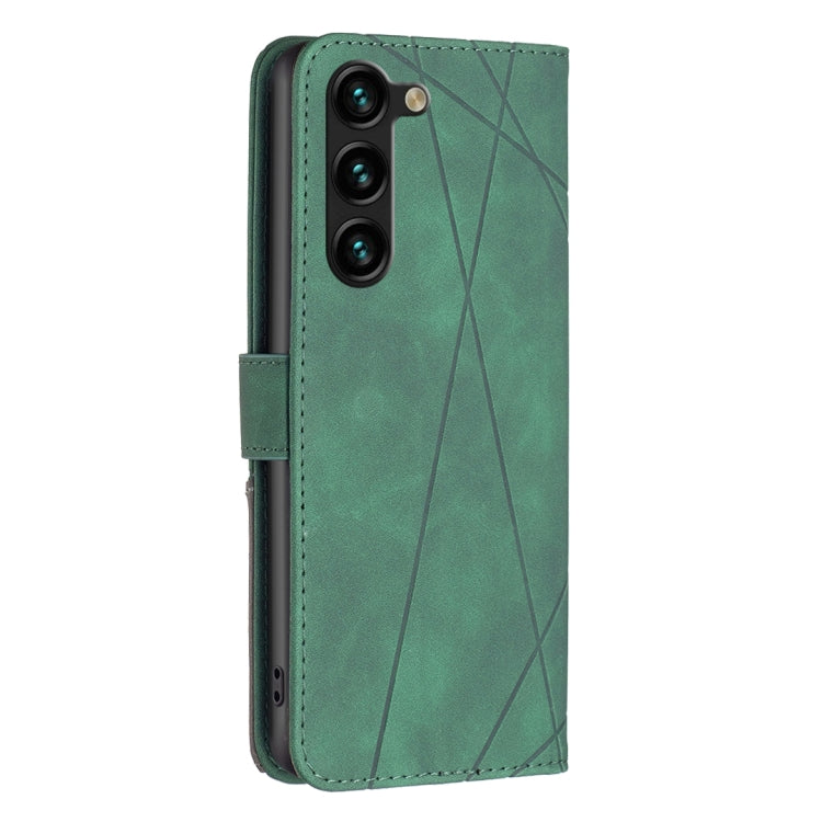 For Samsung Galaxy S25+ 5G Magnetic Buckle Rhombus Texture Leather Phone Case(Green)