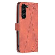 For Samsung Galaxy S25+ 5G Magnetic Buckle Rhombus Texture Leather Phone Case(Brown)