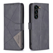 For Samsung Galaxy S25+ 5G Magnetic Buckle Rhombus Texture Leather Phone Case(Black)