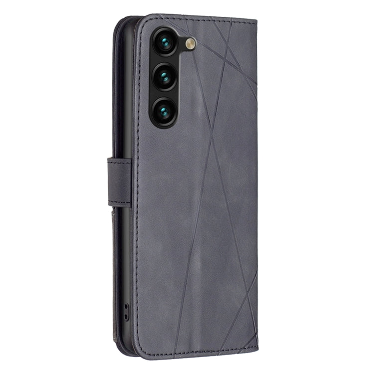 For Samsung Galaxy S25+ 5G Magnetic Buckle Rhombus Texture Leather Phone Case(Black)