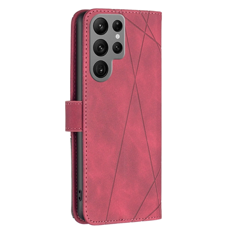 For Samsung Galaxy S25 Ultra 5G Magnetic Buckle Rhombus Texture Leather Phone Case(Red)