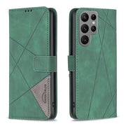 For Samsung Galaxy S25 Ultra 5G Magnetic Buckle Rhombus Texture Leather Phone Case(Green)