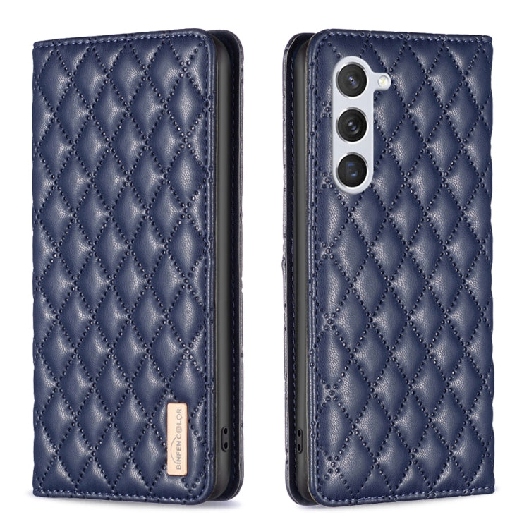 For Samsung Galaxy S25 5G Diamond Lattice Magnetic Leather Flip Phone Case(Blue)