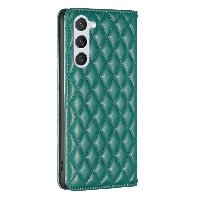 For Samsung Galaxy S25 5G Diamond Lattice Magnetic Leather Flip Phone Case(Green)