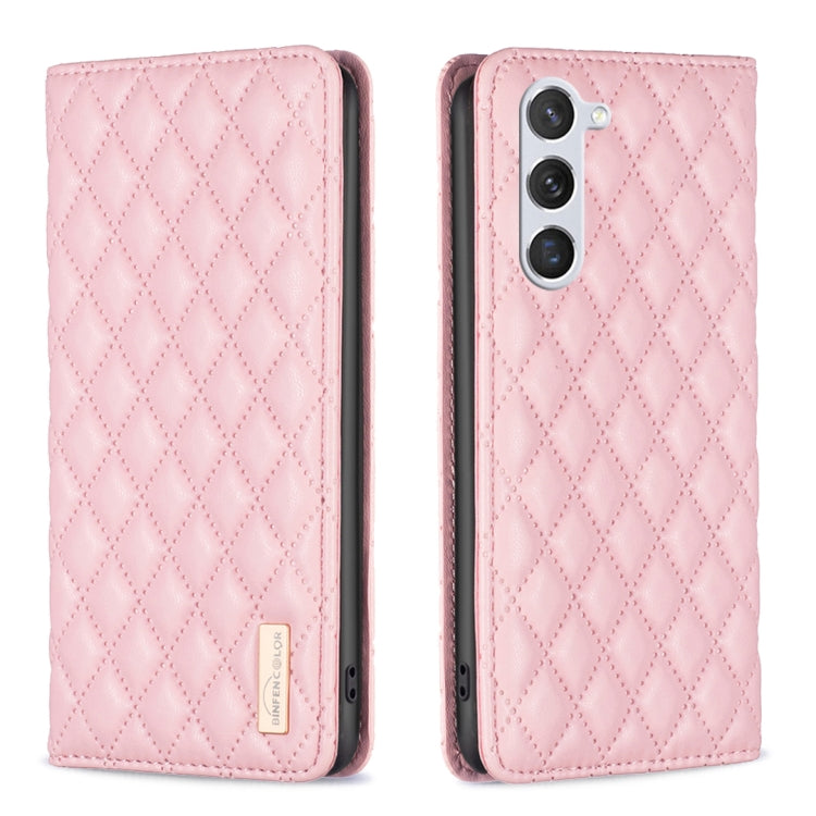 For Samsung Galaxy S25 5G Diamond Lattice Magnetic Leather Flip Phone Case(Pink)