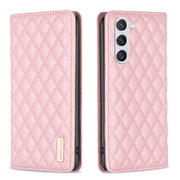 For Samsung Galaxy S25 5G Diamond Lattice Magnetic Leather Flip Phone Case(Pink)