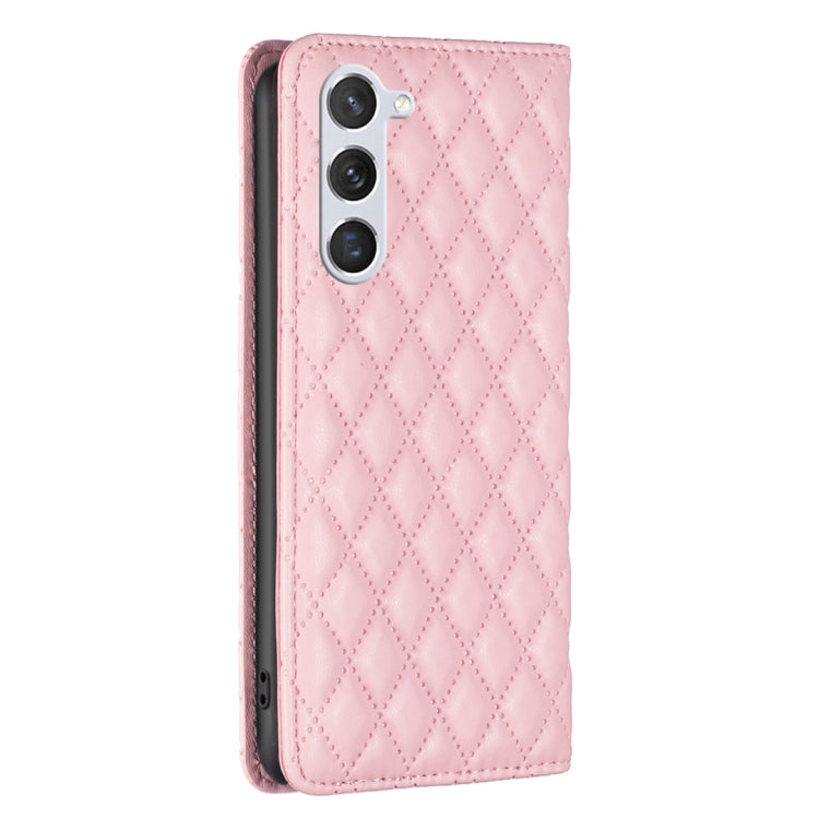 For Samsung Galaxy S25 5G Diamond Lattice Magnetic Leather Flip Phone Case(Pink)