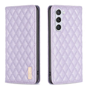 For Samsung Galaxy S25 5G Diamond Lattice Magnetic Leather Flip Phone Case(Purple)