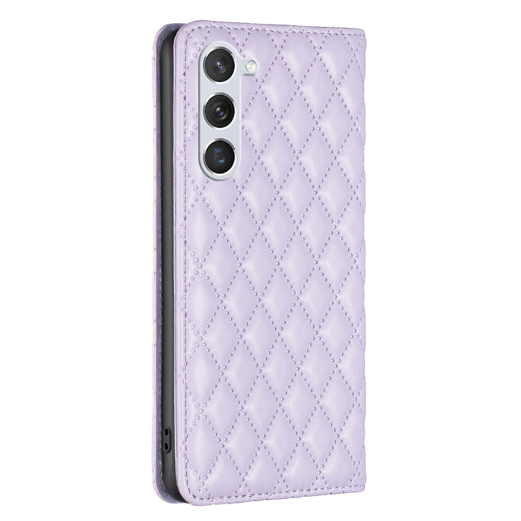 For Samsung Galaxy S25 5G Diamond Lattice Magnetic Leather Flip Phone Case(Purple)