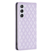 For Samsung Galaxy S25 5G Diamond Lattice Magnetic Leather Flip Phone Case(Purple)